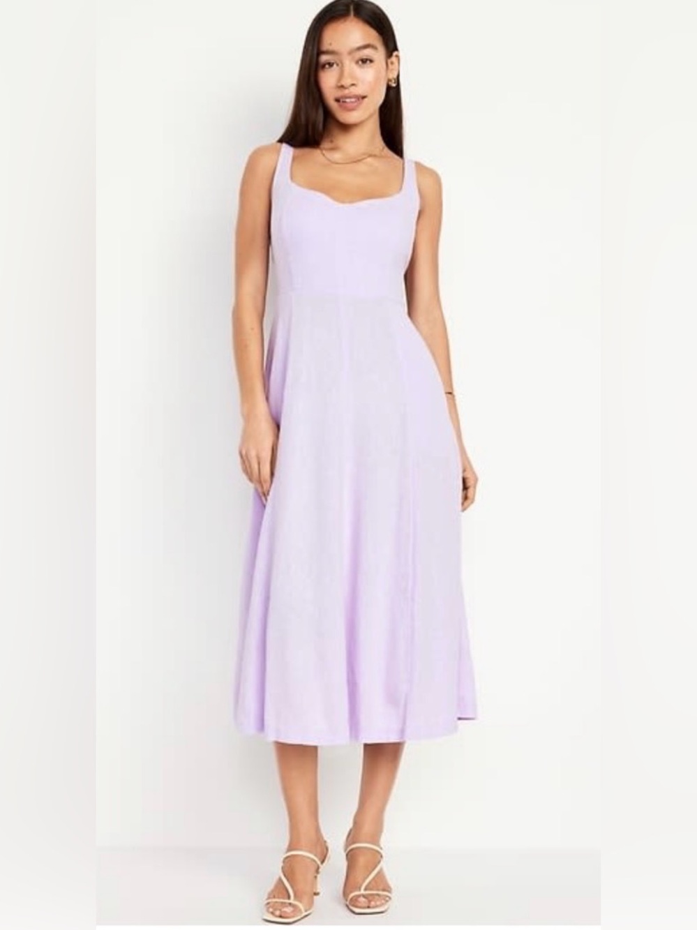 Old Navy Fit & Flare Linen-Blend Midi Dress